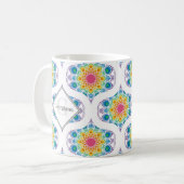 Aangepaste naam Rainbow Floral Mandala Retro Ogee Koffiemok (Voorkant links)