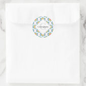Aangepaste naam Rainbow Floral Mandala Retro Ogee Ronde Sticker (Tas)