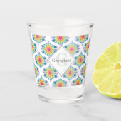 Aangepaste naam Rainbow Floral Mandala Retro Ogee Shot Glas (Voorkant)