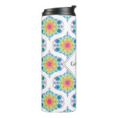 Aangepaste naam Rainbow Floral Mandala Retro Ogee Thermosbeker (Gedraaid links)