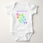Aangepaste naam Rainbow Flowers Baby Bodysuit (Voorkant)