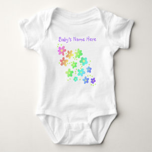 Aangepaste naam Rainbow Flowers Baby Bodysuit