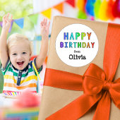 Aangepaste naam Rainbow Happy Birthday Ronde Sticker