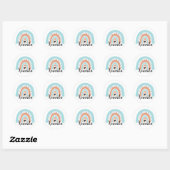 Aangepaste naam Rainbow Heart Blue Peach Ronde Sticker (Vel)