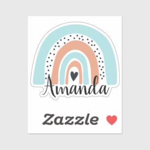 Aangepaste naam Rainbow Heart Blue Peach Sticker