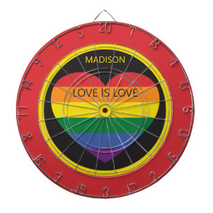 Aangepaste naam Rainbow Heart Dartbord
