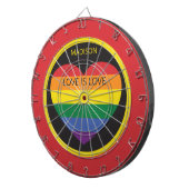 Aangepaste naam Rainbow Heart Dartbord (Voorkant Rechts)