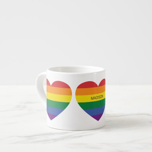 Aangepaste naam Rainbow Heart Espresso Kop (Links)
