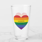 Aangepaste naam Rainbow Heart Glas (Achterkant)