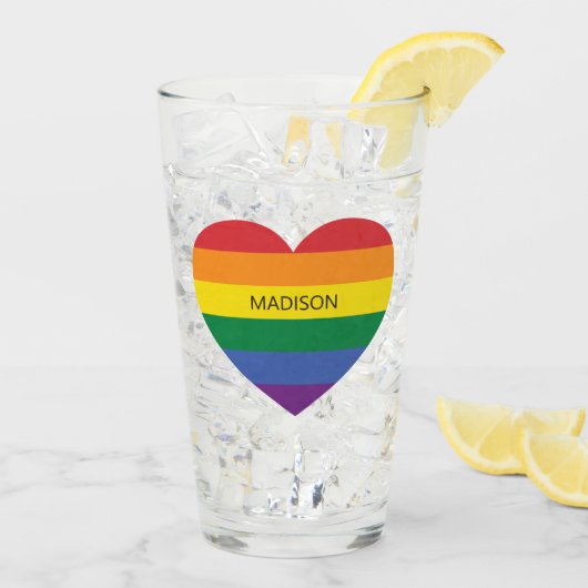Aangepaste naam Rainbow Heart Glas (Achterkant ijs)