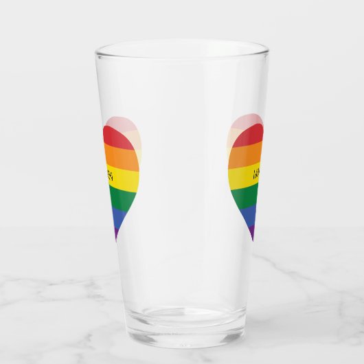 Aangepaste naam Rainbow Heart Glas (Rechts)