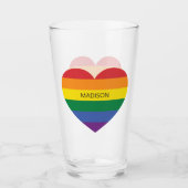 Aangepaste naam Rainbow Heart Glas (Voorkant)