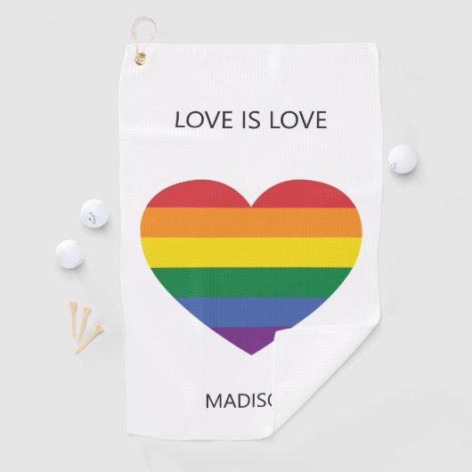 Aangepaste naam Rainbow Heart Golfhanddoek (Insitu)
