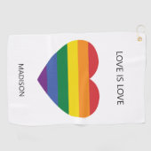 Aangepaste naam Rainbow Heart Golfhanddoek (Horizontaal)