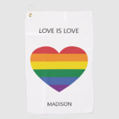 Aangepaste naam Rainbow Heart Golfhanddoek (Voorkant)