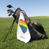 Aangepaste naam Rainbow Heart Golfhanddoek (Groen)