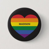 Aangepaste naam Rainbow Heart Ronde Button 5,7 Cm (Voorkant)