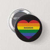 Aangepaste naam Rainbow Heart Ronde Button 5,7 Cm (Voorkant /achterkant)