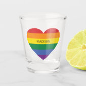 Aangepaste naam Rainbow Heart Shot Glas (Voorkant)