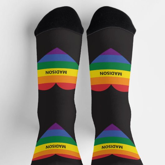 Aangepaste naam Rainbow Heart Sokken (Top)