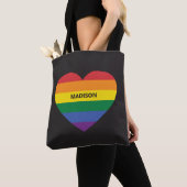 Aangepaste naam Rainbow Heart Tote Bag (Dichtbij)