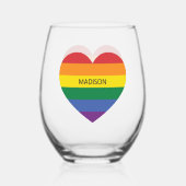 Aangepaste naam Rainbow Heart Wijnglas Zonder Voet (Voorkant)