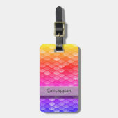 Aangepaste naam Rainbow Mermaid Scales Bagagelabel (Voorkant verticaal)