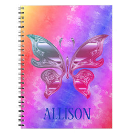 Aangepaste naam Rainbow Metallic Butterfly-laptop Notitieboek