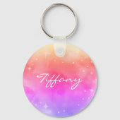 Aangepaste naam Rainbow Ombre Galaxy Stars Nebula  Sleutelhanger (Voorkant)