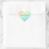 Aangepaste naam Rainbow Ombre Hart Sticker (Tas)