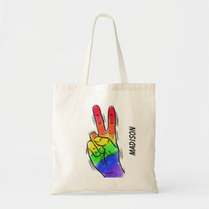 Aangepaste naam Rainbow Peace canvas tassen