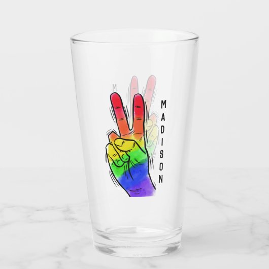 Aangepaste naam Rainbow Peace pint Glas (Achterkant)
