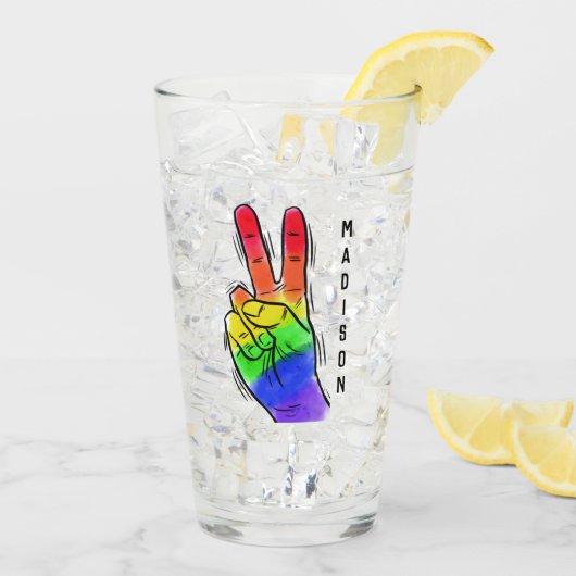 Aangepaste naam Rainbow Peace pint Glas (Achterkant ijs)