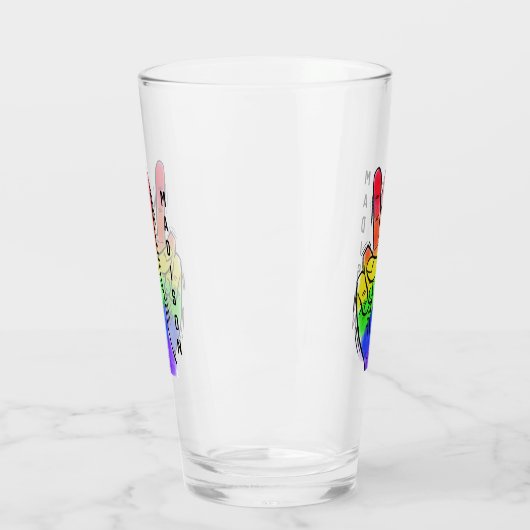 Aangepaste naam Rainbow Peace pint Glas (Links)