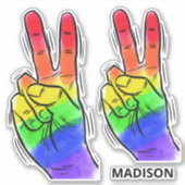 Aangepaste naam Rainbow Peace Sticker (Voorkant)