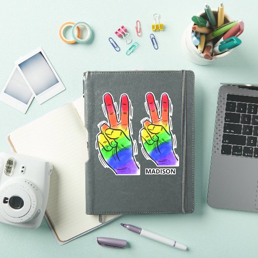 Aangepaste naam Rainbow Peace Sticker (iPad Cover)