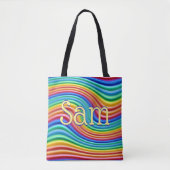Aangepaste naam Rainbow Pride Canvas tas. Tote Bag (Voorkant)