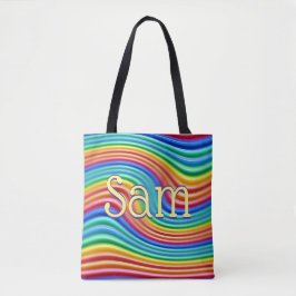 Aangepaste naam Rainbow Pride Canvas tas. Tote Bag