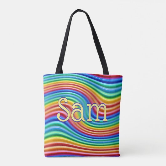Aangepaste naam Rainbow Pride Canvas tas. Tote Bag (Achterkant)
