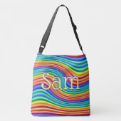 Aangepaste naam Rainbow Pride cross body Canvas ta Crossbody Tas (Achterkant)