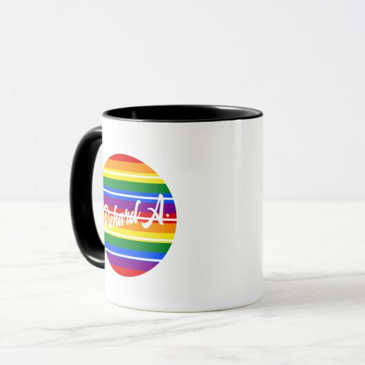 Aangepaste naam Rainbow Pride Pattern Coffee Mok (Voorkant links)