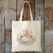 Aangepaste naam Rainbow Unicorn Tote Bag