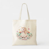 Aangepaste naam Rainbow Unicorn Tote Bag (Achterkant)