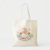Aangepaste naam Rainbow Unicorn Tote Bag (Voorkant)