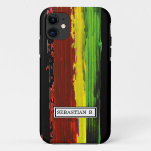 Aangepaste naam Rastafari Paint Stripe iPhone 11 Hoesje