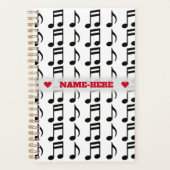 Aangepaste naam + raster van de muzieknotitiebalk planner (Voorkant)