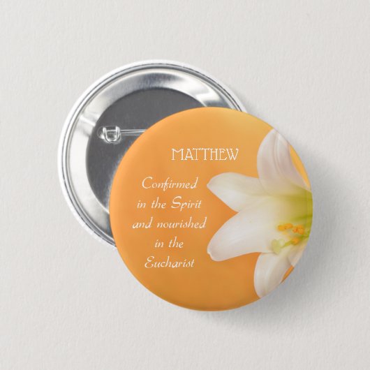 Aangepaste naam, RCIA gefeliciteerd Lily Ronde Button 5,7 Cm (Voorkant /achterkant)