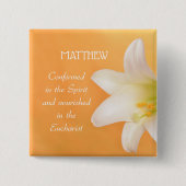 Aangepaste naam, RCIA gefeliciteerd Lily Vierkante Button 5,1 Cm (Voorkant)