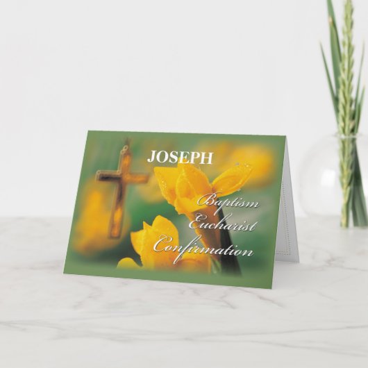 Aangepaste naam RCIA-kruis krokus gefeliciteerd Kaart (Voorkant)