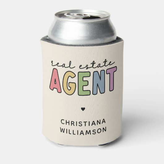 Aangepaste naam Real Estate Agent | Realtor Gifts Blikjeskoeler (Blikje Achterkant)